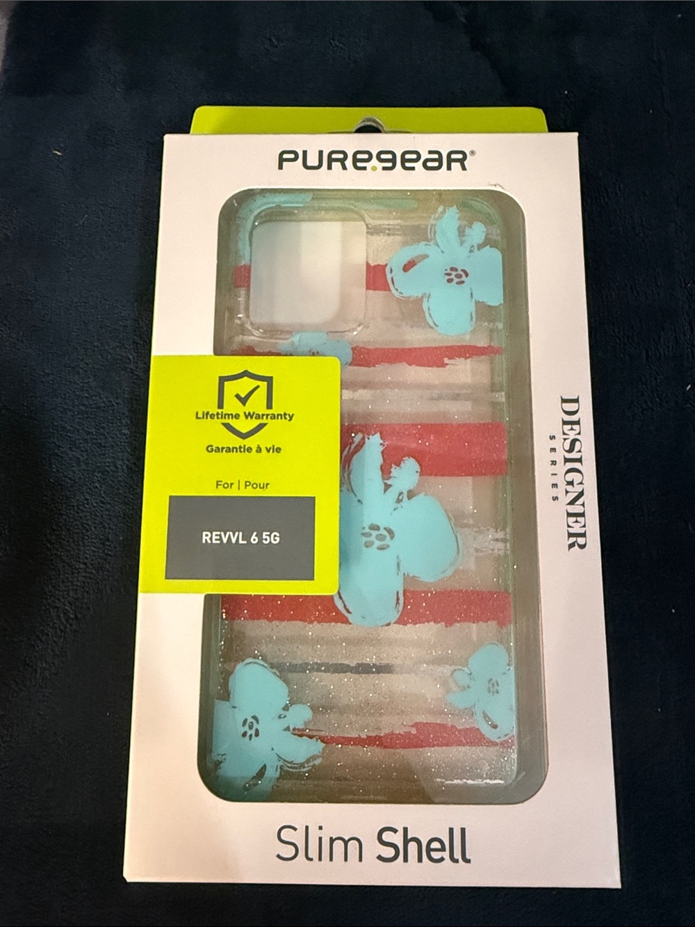 Slim Shell Case for Revvl 6 5G - Pink & Light Blue Floral